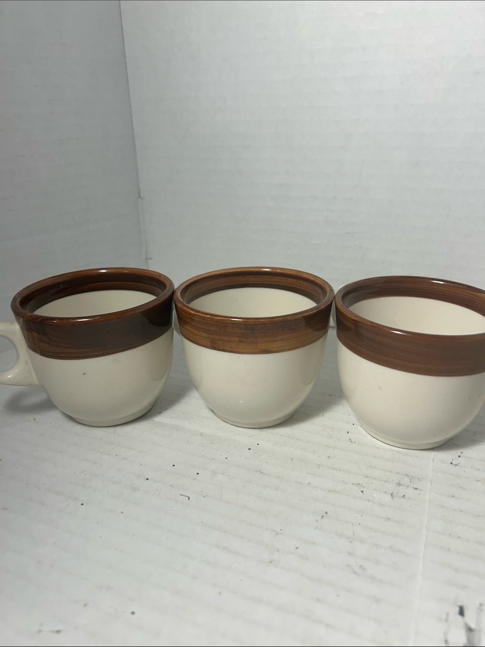 Cream Ceramic Mug Set with Brown Rim - 2-Pack